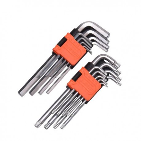 Imbuszkulcs készlet vegyes 18r. hosszú 1,5-10 T10-T50 Harden
