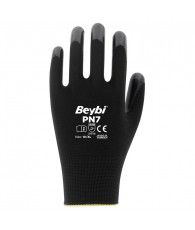 Kesztyű nitril tenyérenmártott M/8 fekete/fekete Beybi