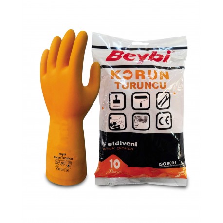 Kesztyű latex PROFI narancs Beybi