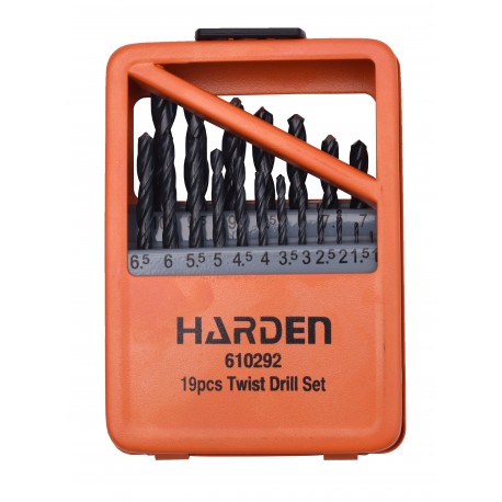 Csigafúró készlet 19r. 1-10 mm HSS FÉM dobozban Harden