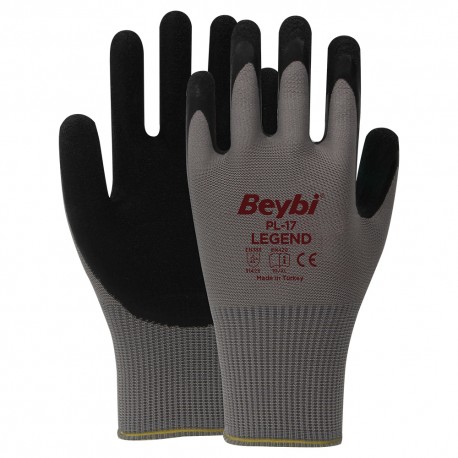 Kesztyű mártott latex szürke/fekete LEGEND Beybi