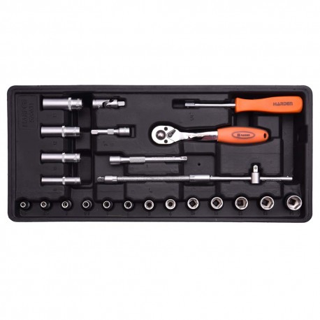 Dugókulcs készlet 1/4" 24r. tálcás Harden